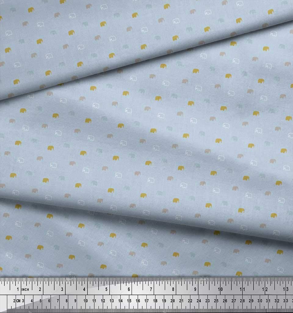 Soimoi Moss Georgette Brown Fabric by The Yard - 42 Inch Wide Baby Elephant Printed Cotton Shirting Fabric for Dresses, Blouses & DIY Sewing Projects - Elegant Animal Print Material for Women's Fashion