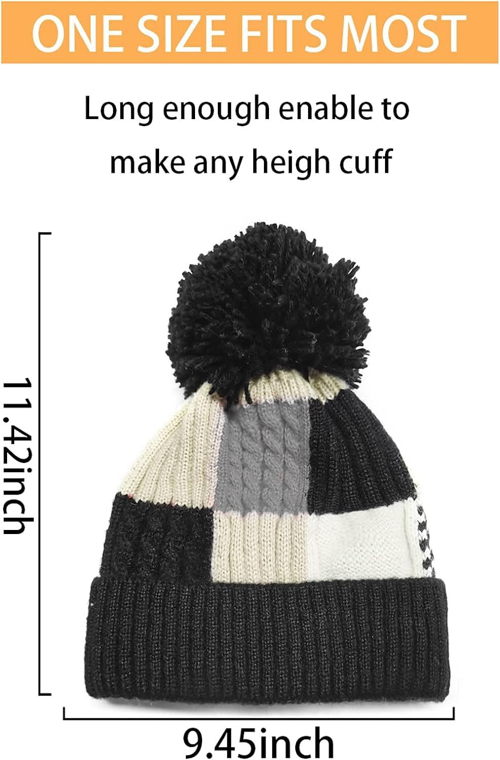 MEANBEAUTY Women's Knitted Beanie Hat with Pompom - Soft Warm Winter Ski Cap for Women & Men - Unisex Cold Weather Accessory for Outdoor Sports, Skiing, Snowboarding & Casual Winter Fashion