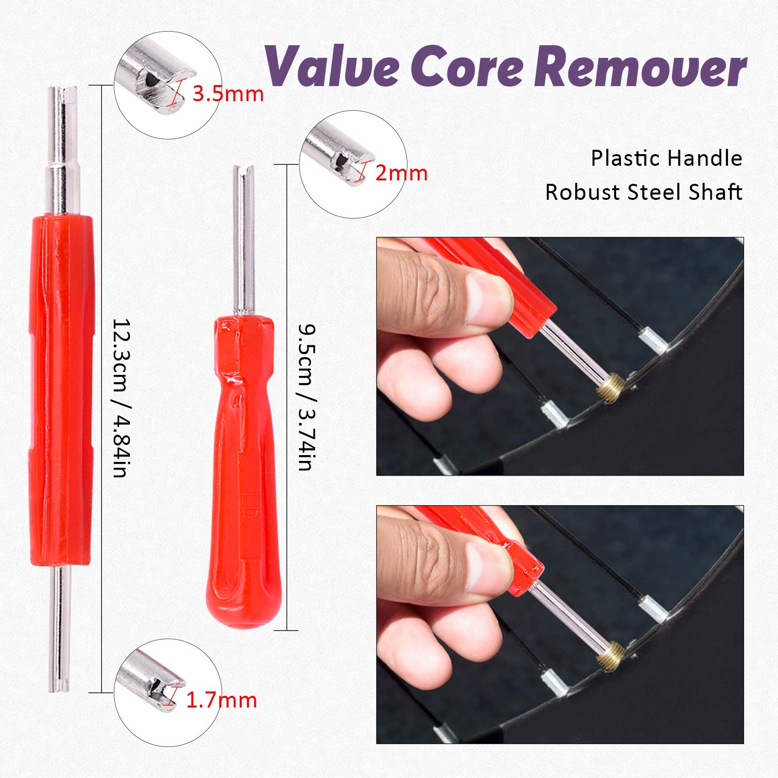 Swpeet 70Pcs Tire Repair Kit - Tire Patch Roller Tool, Valve Stem Cores & Caps, 4-Way Valve Core Tool with Dual/Single Head Remover & Puncture Patches for Car, Bike & Motorcycle Tire Maintenance
