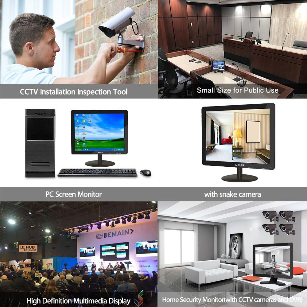 17 Inch Multifunctional LCD Surveillance Monitor - Full HD 1280x1024 Security Camera Display with HDMI, AV, BNC, VGA & USB Ports - Ideal for CCTV Systems, PC Monitoring & Small Security Stations