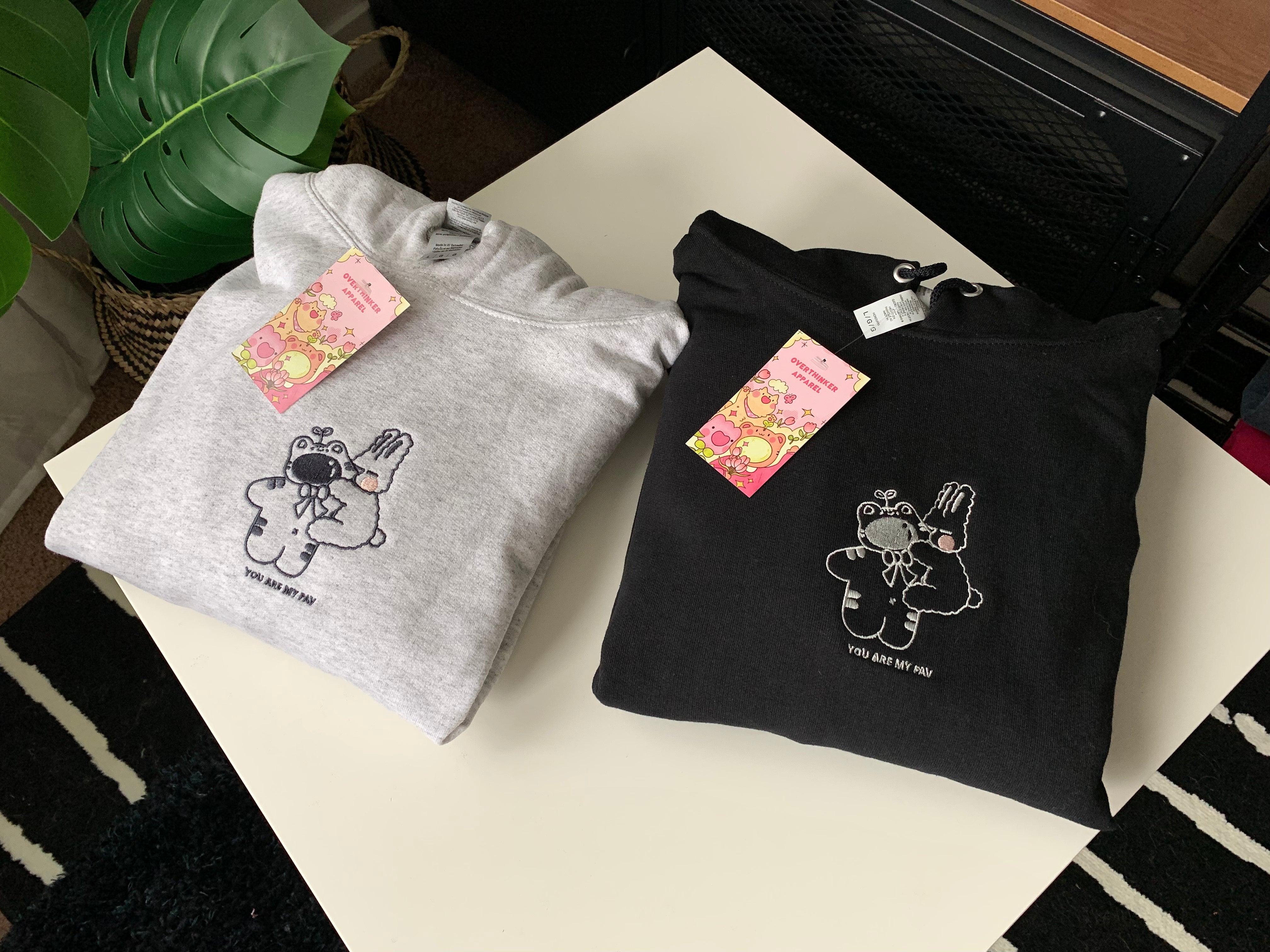 You Are My Fav Embroidered Hoodie - Matching Couple & Best Friend Sweatshirt (Black/Ash Gray) | Cozy Couple Outfits for Date Nights & Friendship Moments