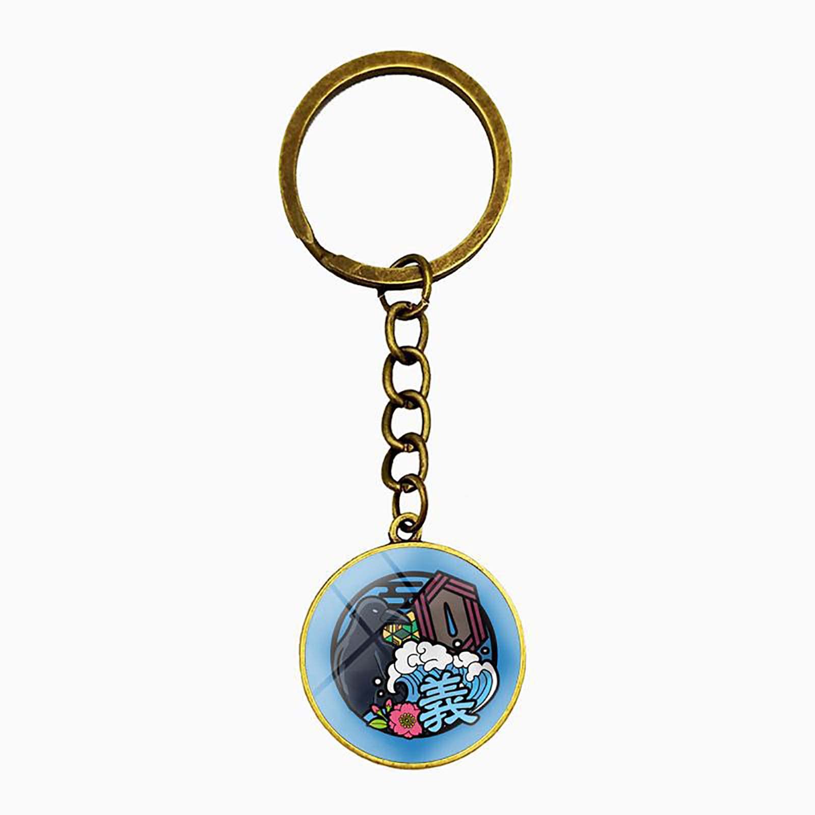 Demon Slayer Kimetsu No Yaiba Giyu Tomioka Round Gem Pendant - Anime Cosplay Backpack Charm for Boys & Girls | Halloween Costume Accessory | Perfect for Conventions, Cosplay Events & Gift Giving