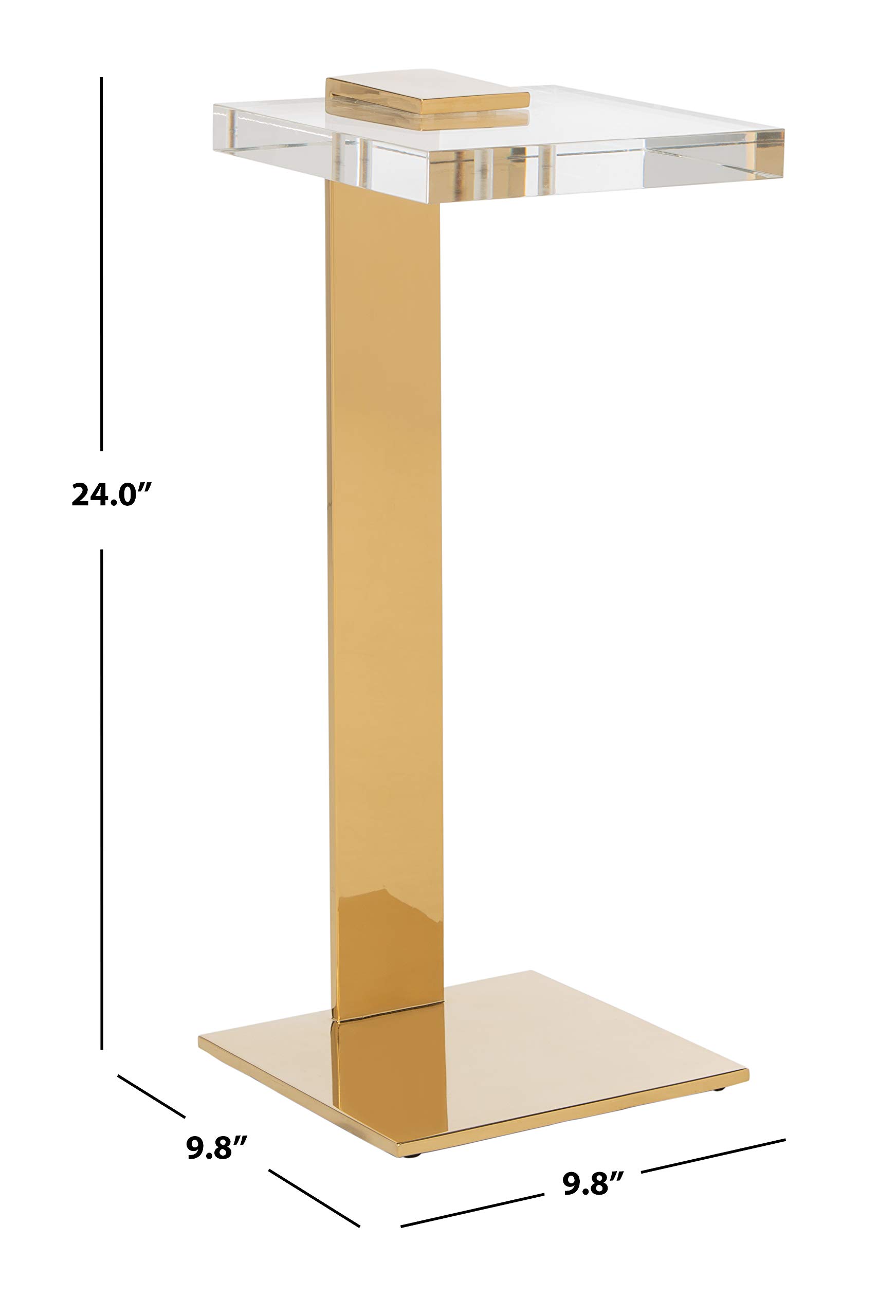 Safavieh Couture Glam Mars Clear and Brass Acrylic Drink Table - Modern Side Table for Living Room, Bedroom, or Patio - Perfect for Cocktails, Coffee, and Home Decor