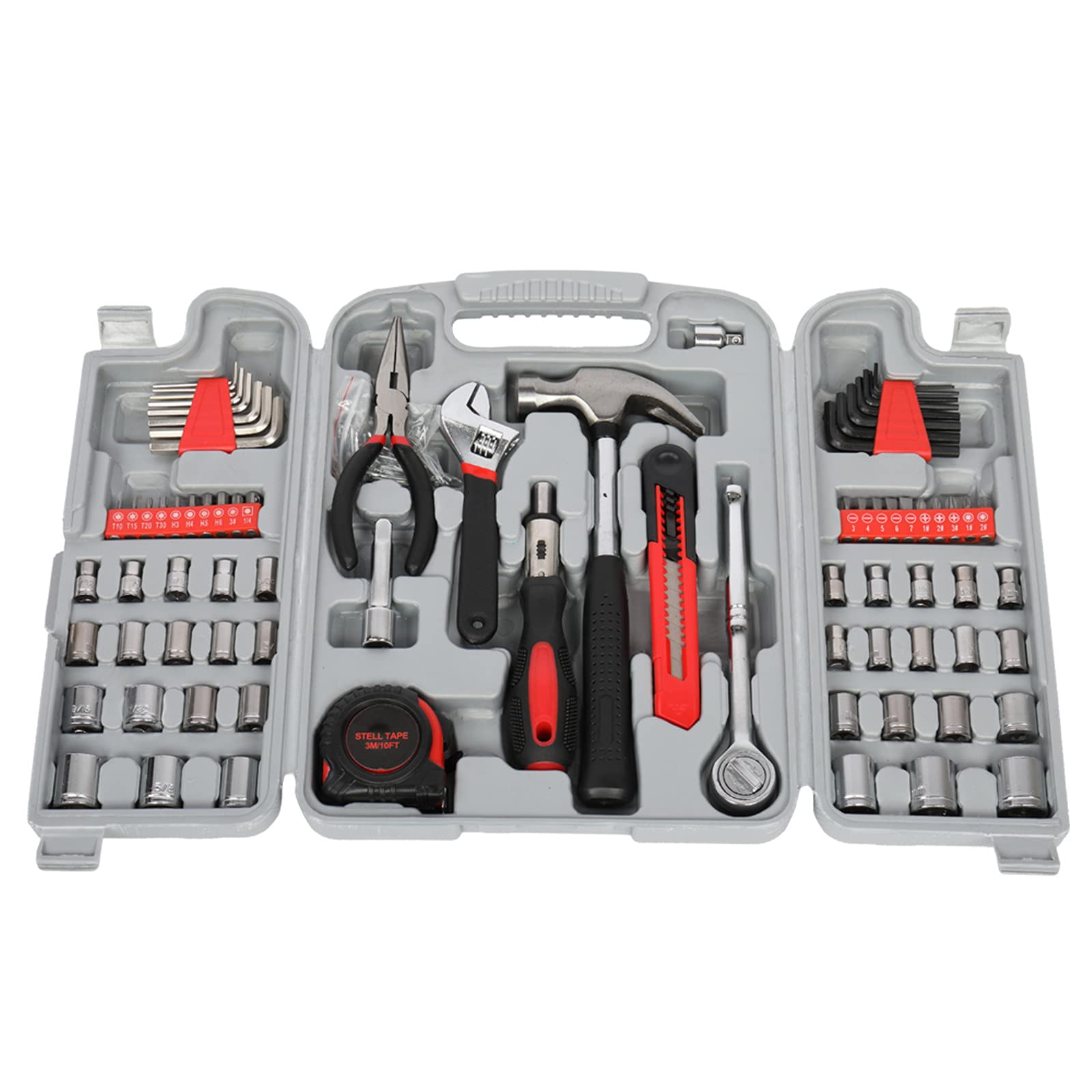 GT4-LY 186-Piece Tool Set in Grey & Black - Complete Home Repair & DIY Tool Kit for Automotive, Construction & Household Projects