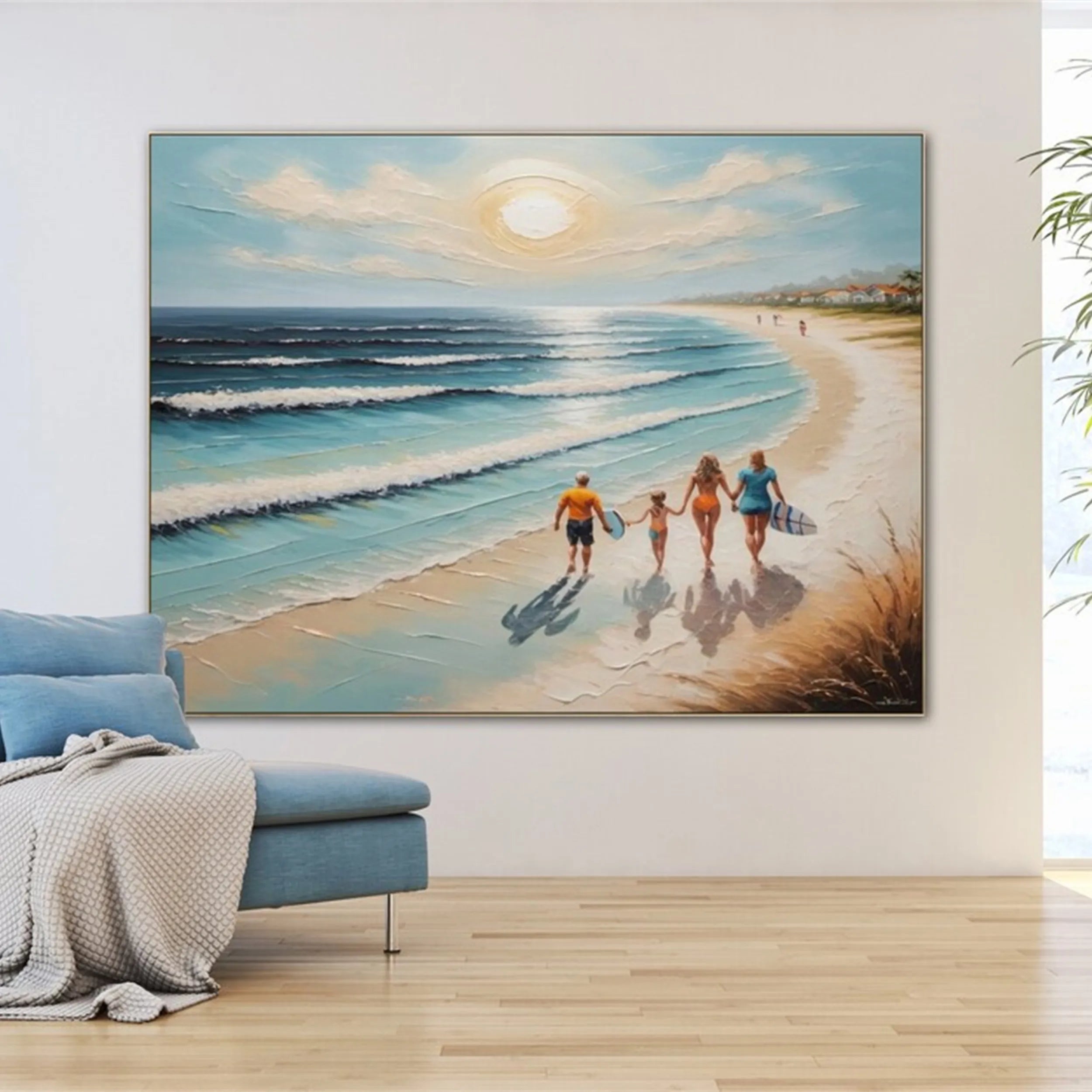 Ocean and Sky Painting #OS 137 - Handmade Coastal Wall Art for Beach House Decor, Living Room & Bedroom