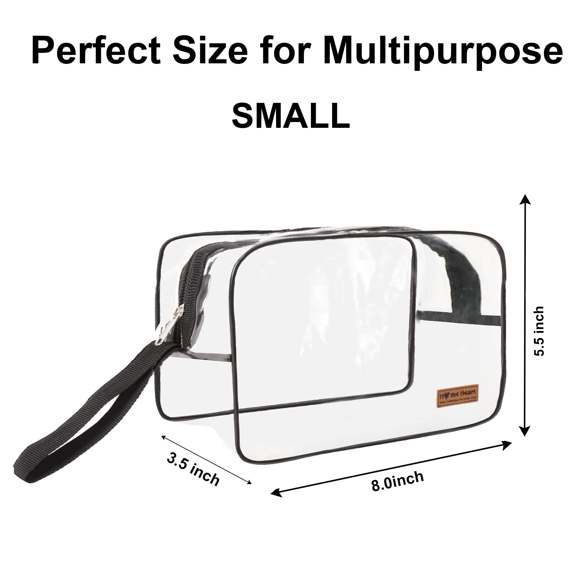 Waterproof Clear Makeup Bag with Handle - Portable Transparent Travel Cosmetic & Toiletry Organizer Pouch by HOME HEART | Perfect for Travel, Gym, Beach & Daily Essentials Storage