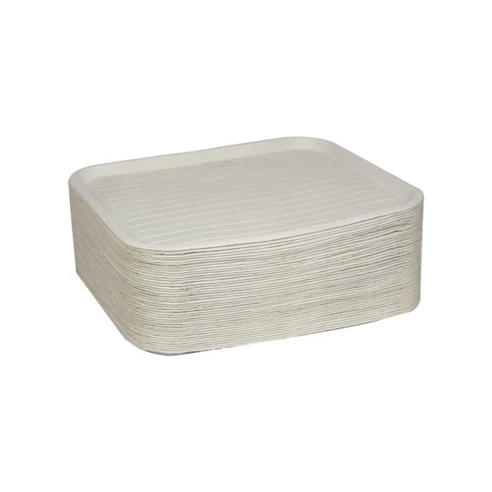 Pactiv 14''x18'' Disposable Food Trays - 100-Pack Beige Fiber Blend Trays for Schools, Cafeterias & Snack Bars | Perfect for Lunch Service, Catering Events & Food Displays