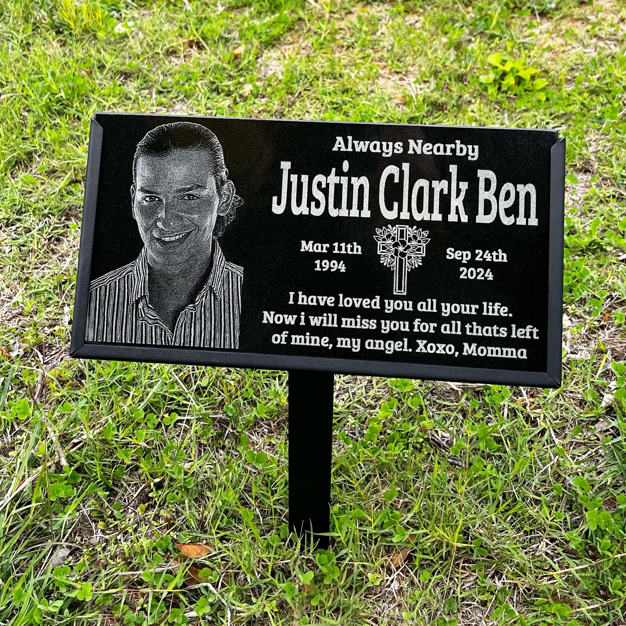 Personalized Tombstones for Graves with Photo & Name - Custom Engraved Headstones & Grave Markers (16x8 inches / 40x20cm) - Perfect for Cemetery Memorials & Loved Ones' Final Resting Places