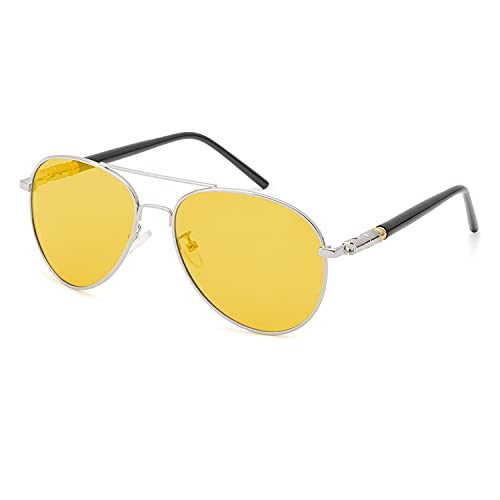 W-silver Frame / Yellow Night-driving Glasses