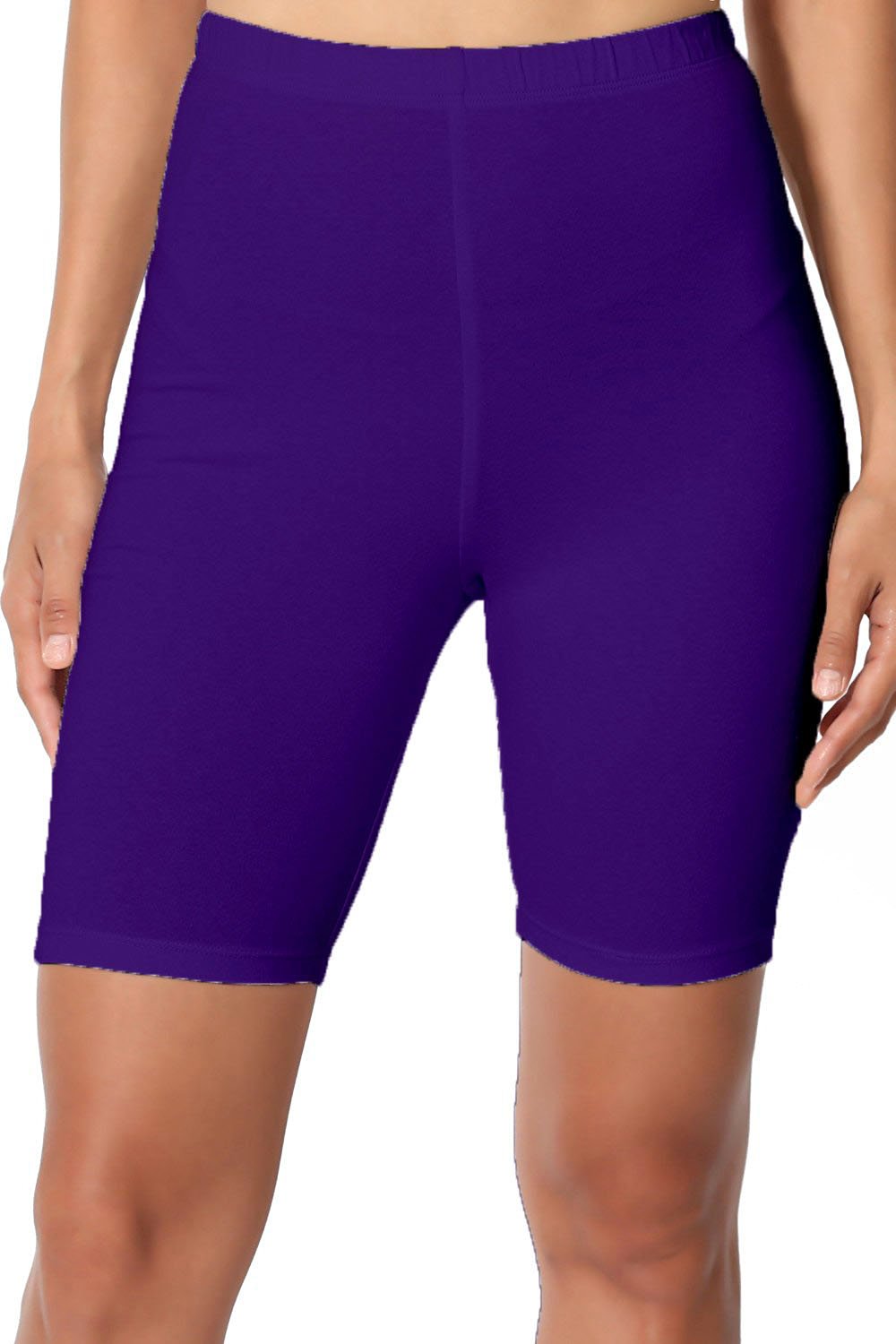 Omikka Women's Bio-Wash Knee-Length Workout Shorts for Running, Yoga & Fitness - Breathable Stretch Athletic Shorts (Dark Purple, Free Size) - Perfect for Gym, Jogging & Active Lifestyle