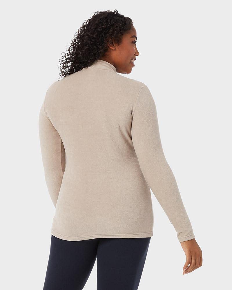 32 Degrees Heat Women's Heavyweight Baselayer Mock Neck Long Sleeve Fleece Top - Warm Winter Thermal Underwear for Skiing, Hiking & Outdoor Activities