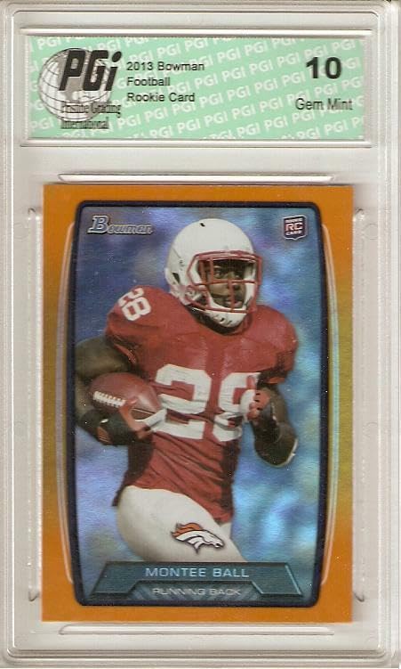 2013 Bowman Orange SP Refractor Montee Ball Rookie Card #/299 - PGI 10 Graded Unsigned College Football Collectible for Sports Memorabilia Displays & Investment Collections