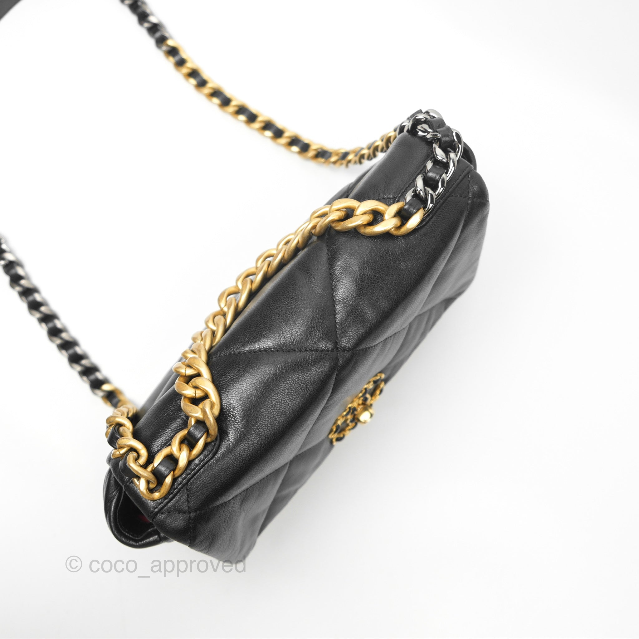 Chanel 19 Small Black Goatskin Mixed Hardware Flap Bag - Luxury Designer Handbag for Women, Perfect for Date Night & Evening Events