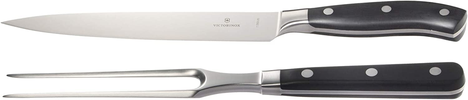 Victorinox Grand Maitre Carving Set - 2-Piece Premium Kitchen Knife Set with Chef Knife & Carving Fork - High-Quality Stainless Steel Kitchen Utensils for Slicing Meat, Roasts & Holiday Meals - Perfect for Home Chefs & Professional Cooking
