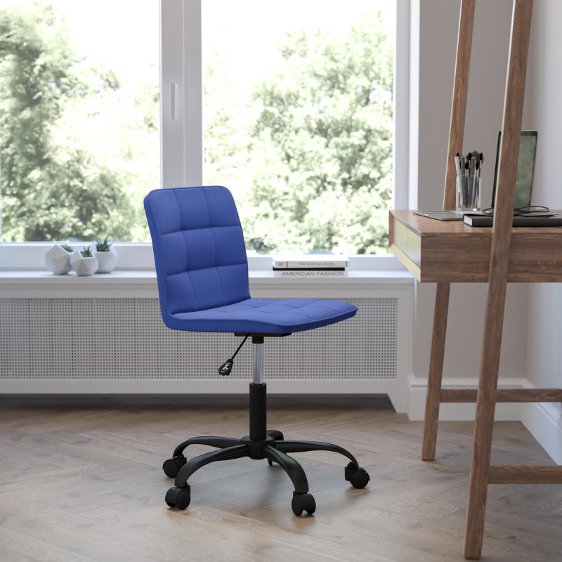 FLASH Sorrento Ergonomic Office Chair - Blue Fabric Task Chair with Adjustable Height & Lumbar Support for Home & Workspace Comfort (DS 512C BLU F GG) - Perfect for Long Hours Sitting, Computer Work & Conference Rooms