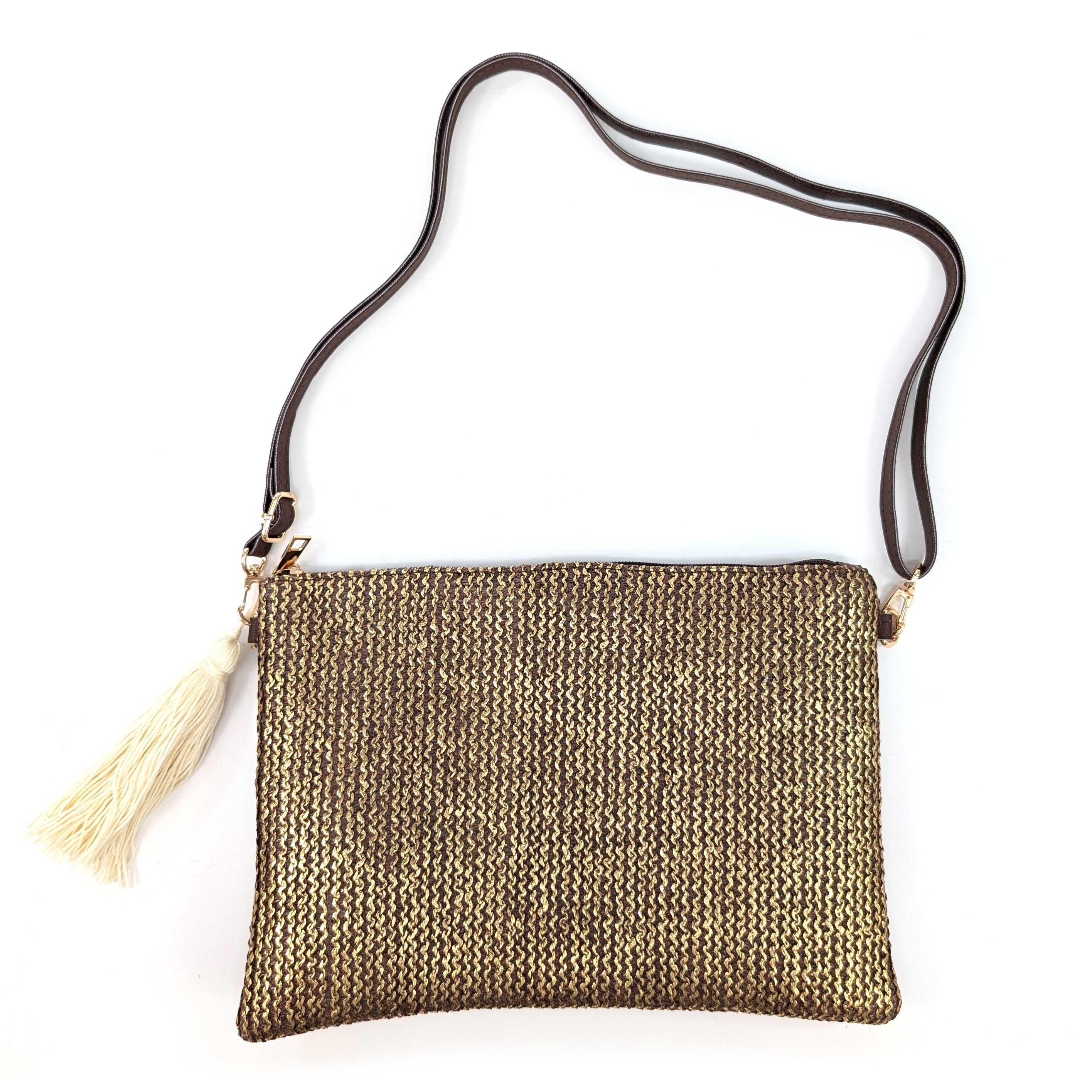 Elegant Glitzy Tassel Clutch Bag in Chocolate Brown - Perfect for Evening Parties, Weddings & Special Occasions