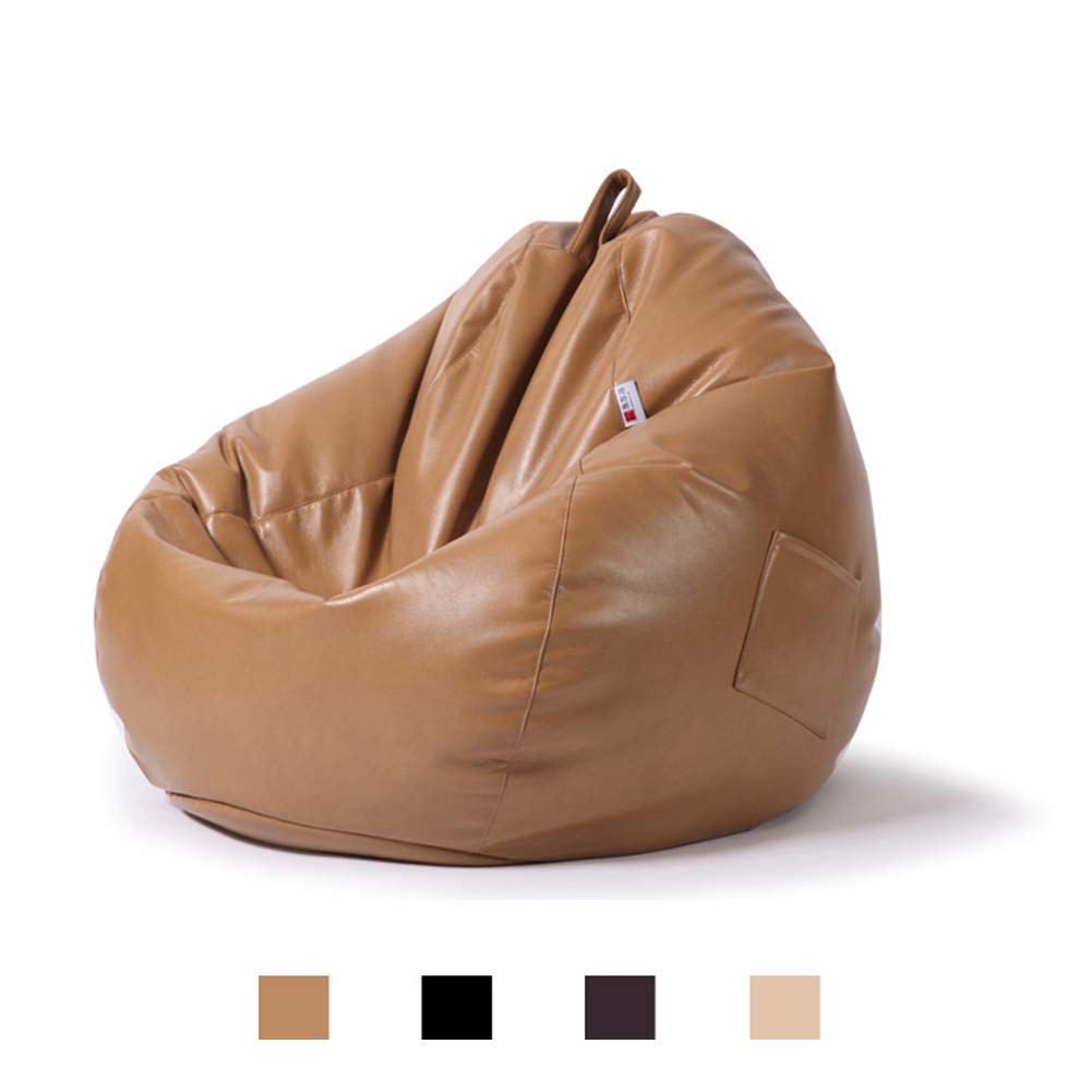 Waterproof PU Leather Bean Bag Chair Cover Without Filling - XL Khaki Gaming Beanbag Slipcover for Indoor & Outdoor Use | Perfect for Kids & Adults in Living Room, Game Room or Patio