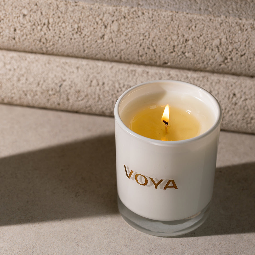 VOYA Luxury Scented Candle - Eucalyptus, Rosemary & Lime Aromatherapy for Relaxation & Stress Relief | Home Decor & Spa Gift
