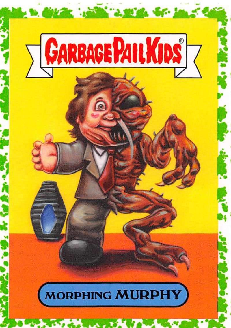 2018 Topps Garbage Pail Kids Oh The Horror-ible 80s Sci-Fi Stickers Puke #3A MORPHING MURPHY - Vintage Collectible Trading Card Sticker for 80s Nostalgia Fans, Horror Collectors & Sci-Fi Enthusiasts - Perfect for Card Collections, Pop Culture Displays & Retro Decor