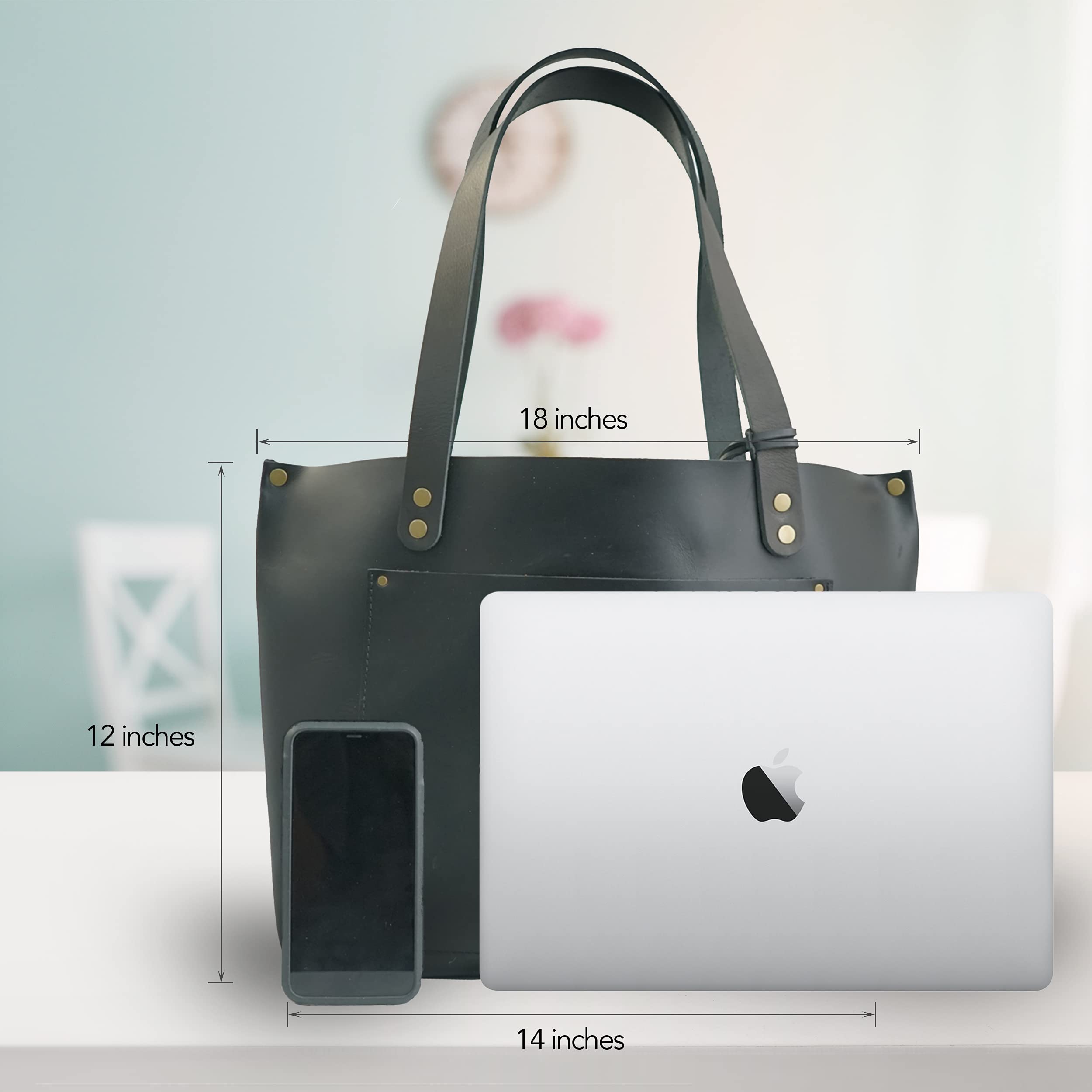 ENVOY Women's Large Leather Bucket Tote Bag - Stylish Shoulder Handbag for Work, Fits Laptop & Books - Perfect for Office, Travel & Daily Commute