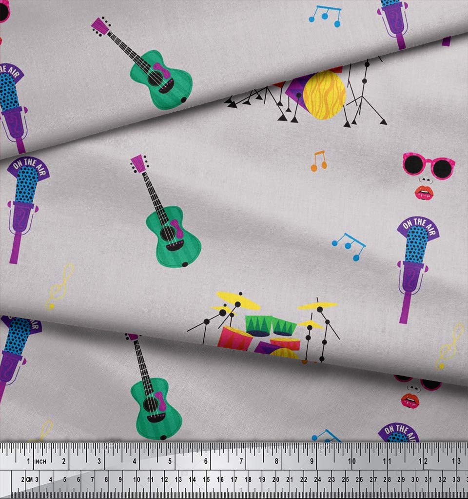 Soimoi Moss Georgette Gray Fabric by The Yard - 42 Inch Wide Premium Printed Fabric for Drum Kits, Guitar Cases & Musical Instrument Covers - Perfect for DIY Fashion, Home Decor & Craft Projects
