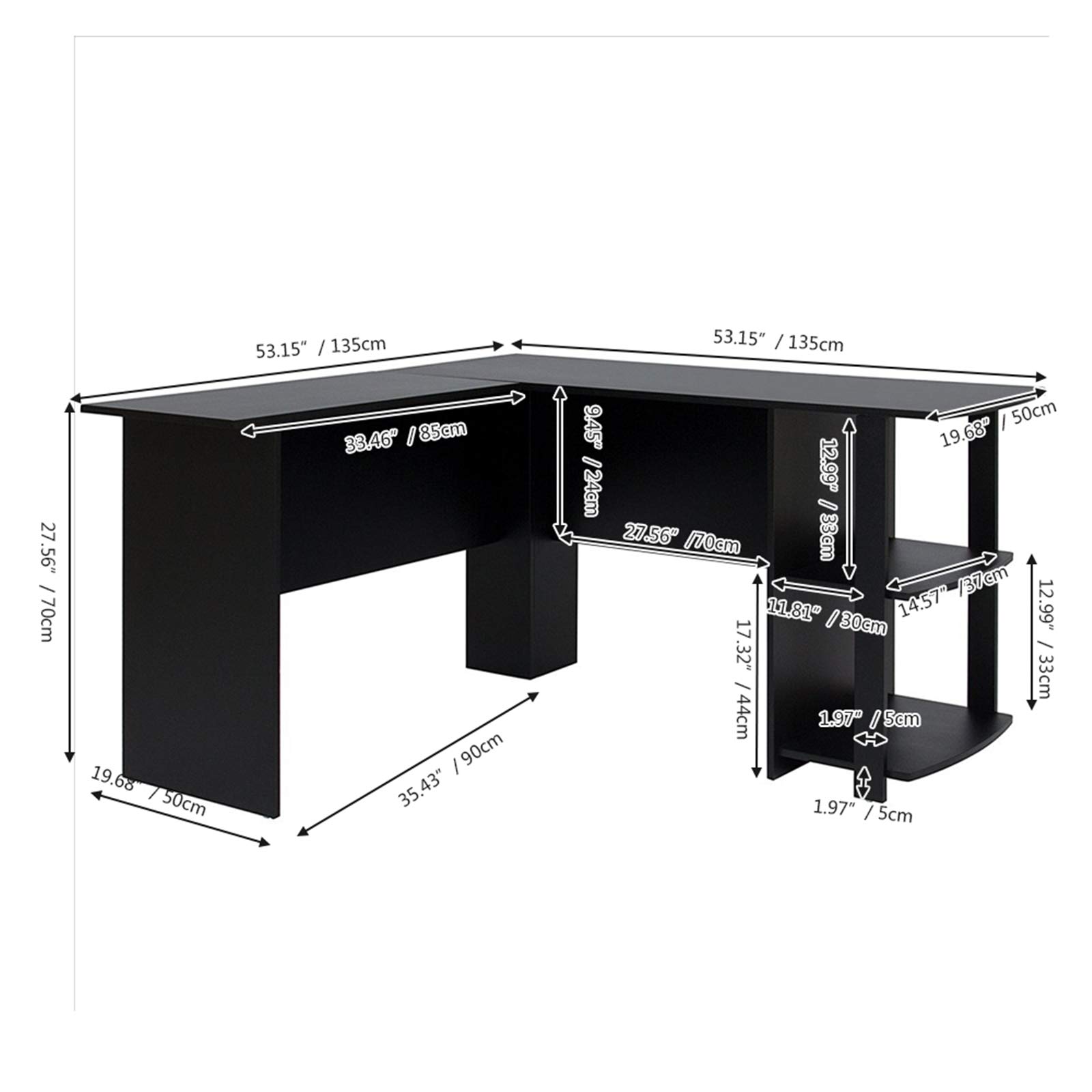 Modern L-Shaped Wooden Corner Desk for Home Office & Gaming - Ergonomic Computer Workstation with Storage, Perfect for Small Spaces & Study Rooms