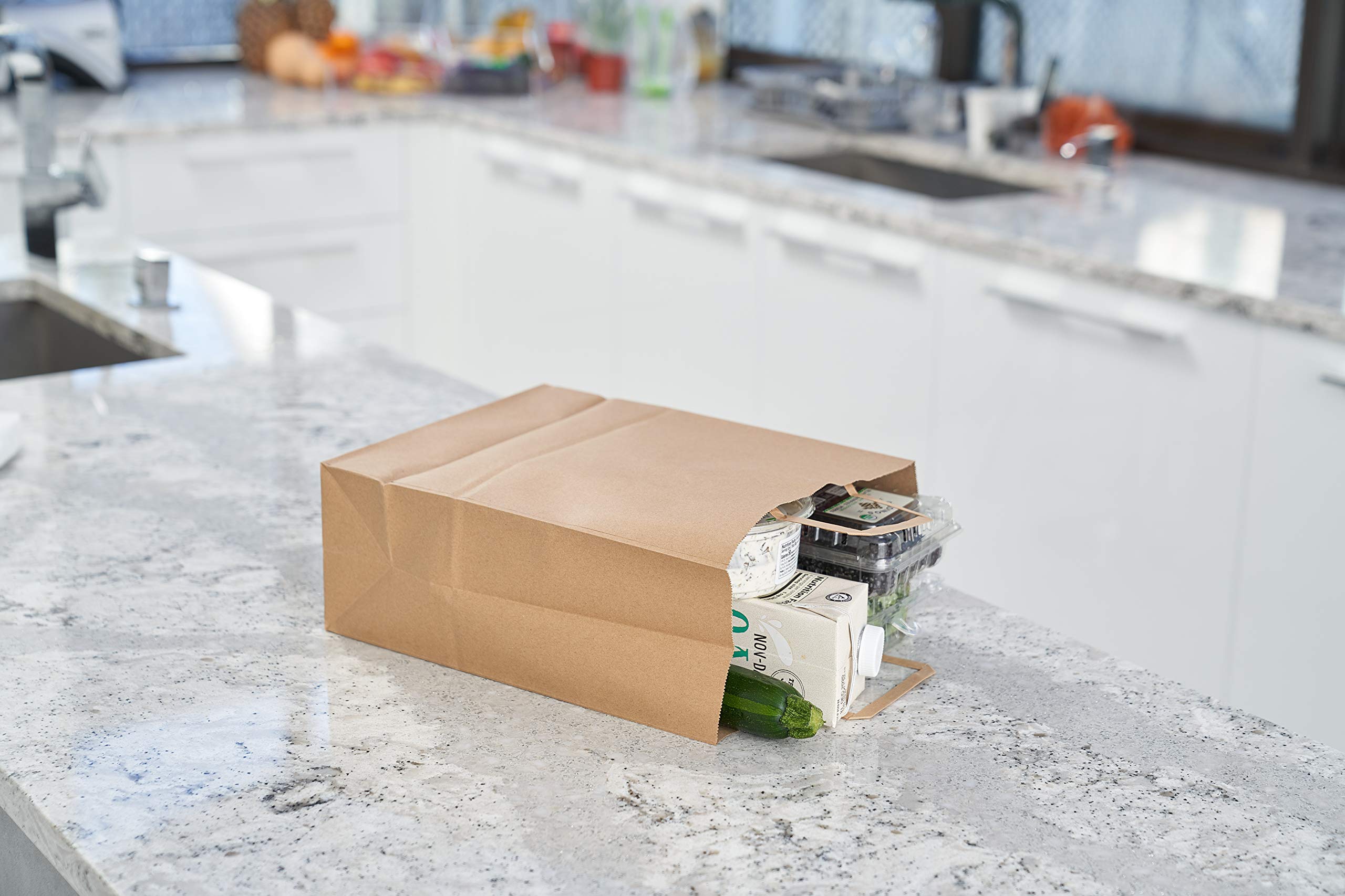 500 Pack Medium Kraft Brown Paper Bags with Handles 10