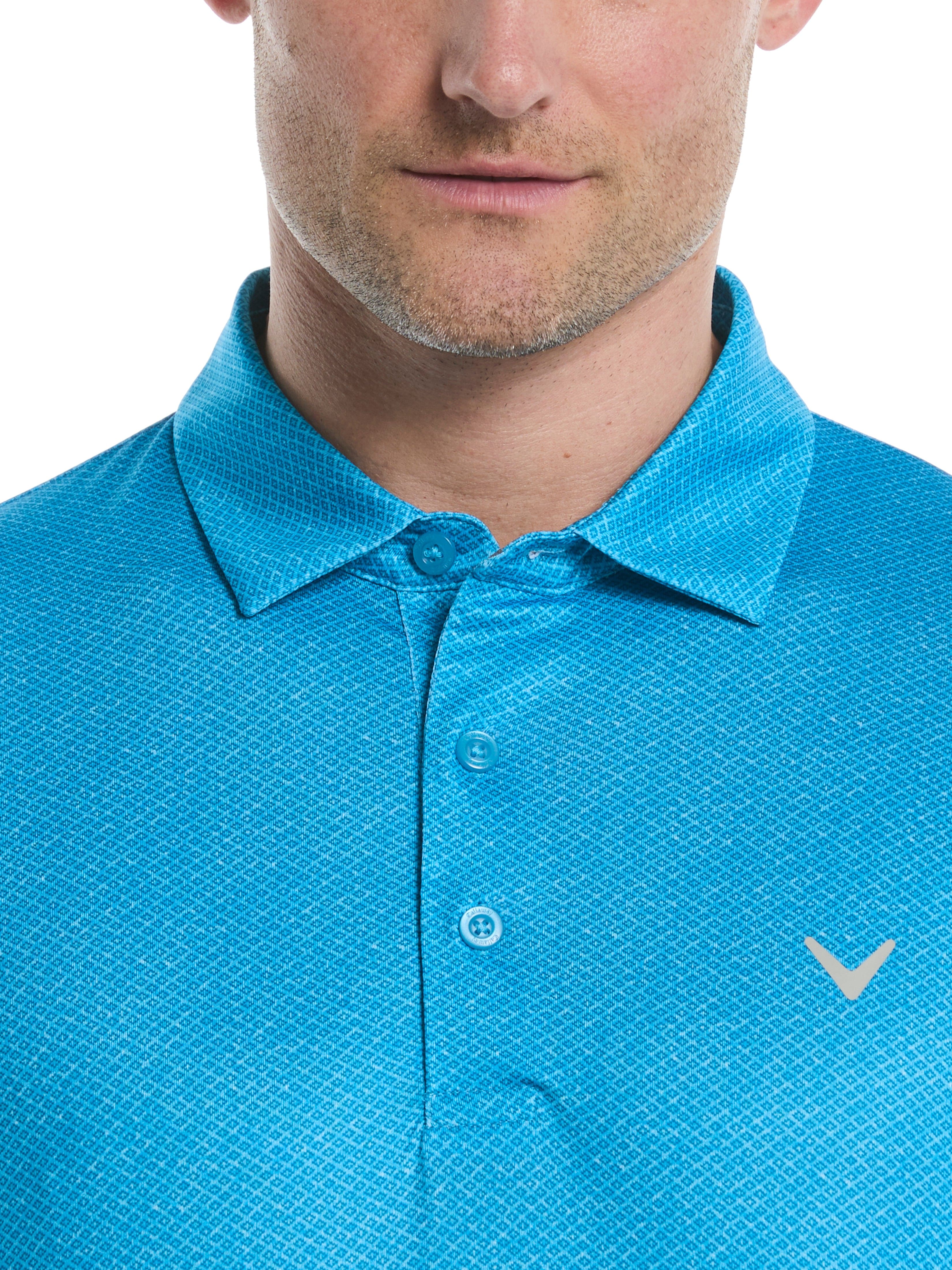 Men's Heather Geo Print Golf Polo Shirt - Breathable Quick-Dry Performance Tee for Golf, Casual Wear & Outdoor Activities