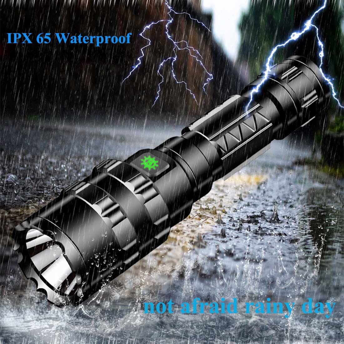 3000 Lumens Tactical Flashlight - 5 Modes LED Hunting Light with Picatinny Rail Mount, Waterproof, Remote Pressure Switch, USB Rechargeable Battery & Hex Screwdriver - Perfect for Hunting, Camping, Emergency & Outdoor Adventures