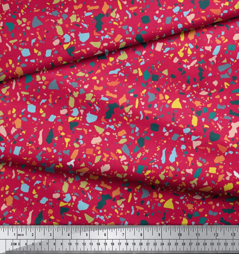 Soimoi Moss Georgette Pink Fabric by The Yard - 42 Inch Wide Aboriginal Mosaic Inspired Printed Textile for Dresses, Scarves & Home Decor - Cultural Artistic Cotton Fabric for DIY Sewing Projects