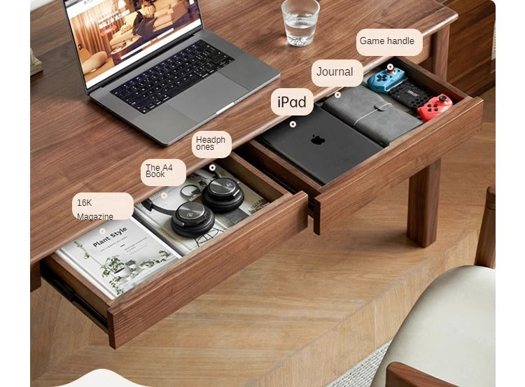 Premium Black Walnut, Ash & Oak Solid Wood Modern Writing Desk - Home Office Furniture for Work & Study | Ergonomic Design for Comfort & Productivity