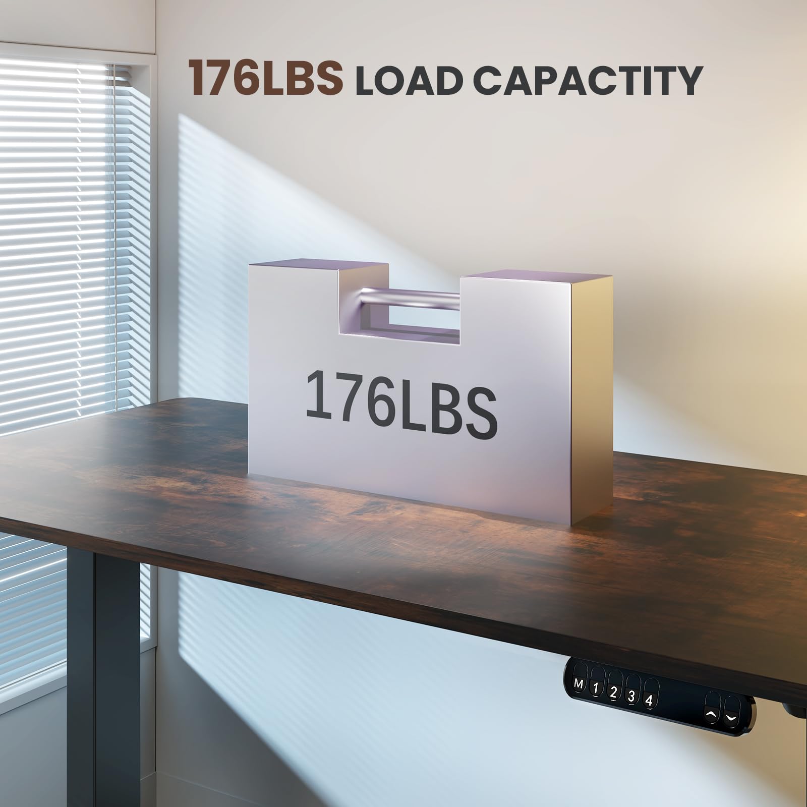 48 x 24 Inch Adjustable Height Standing Desk - Whole-Piece Desktop with 4 Memory Presets, Ergonomic Home Office Desk (Brown) | Perfect for Remote Work, Gaming & Study Spaces