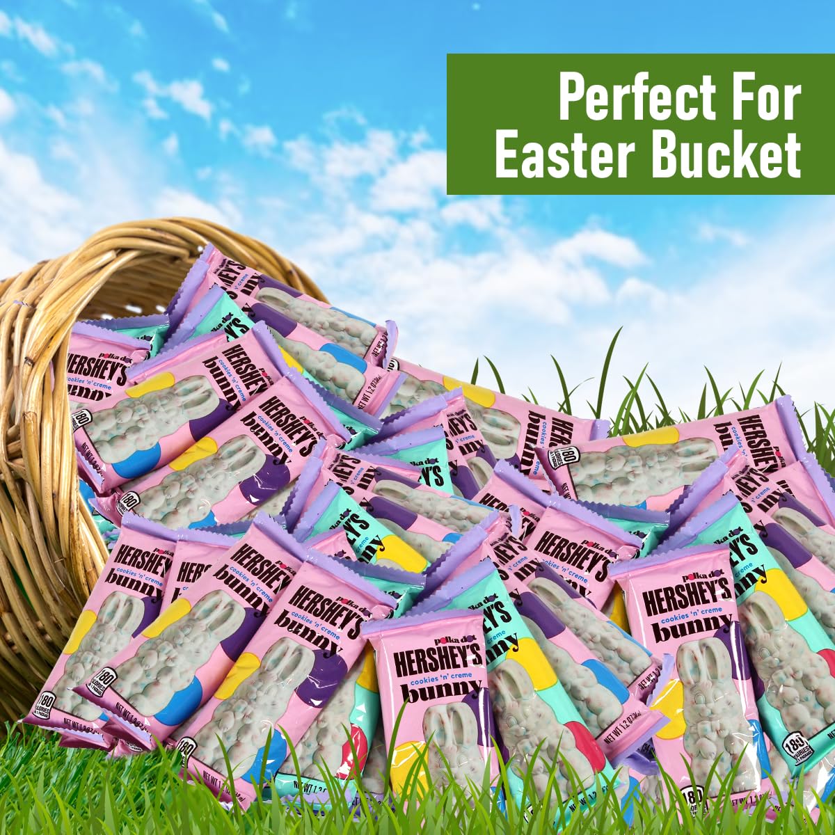 Hershey's Cookies 'n' Creme Polka Dot Bunny Easter Chocolate Candy - 36 Pack (1.2 Oz Each) - Perfect for Easter Baskets, Gifts, Party Favors & Holiday Treats - Delicious Milk Chocolate Bunny for Kids & Adults