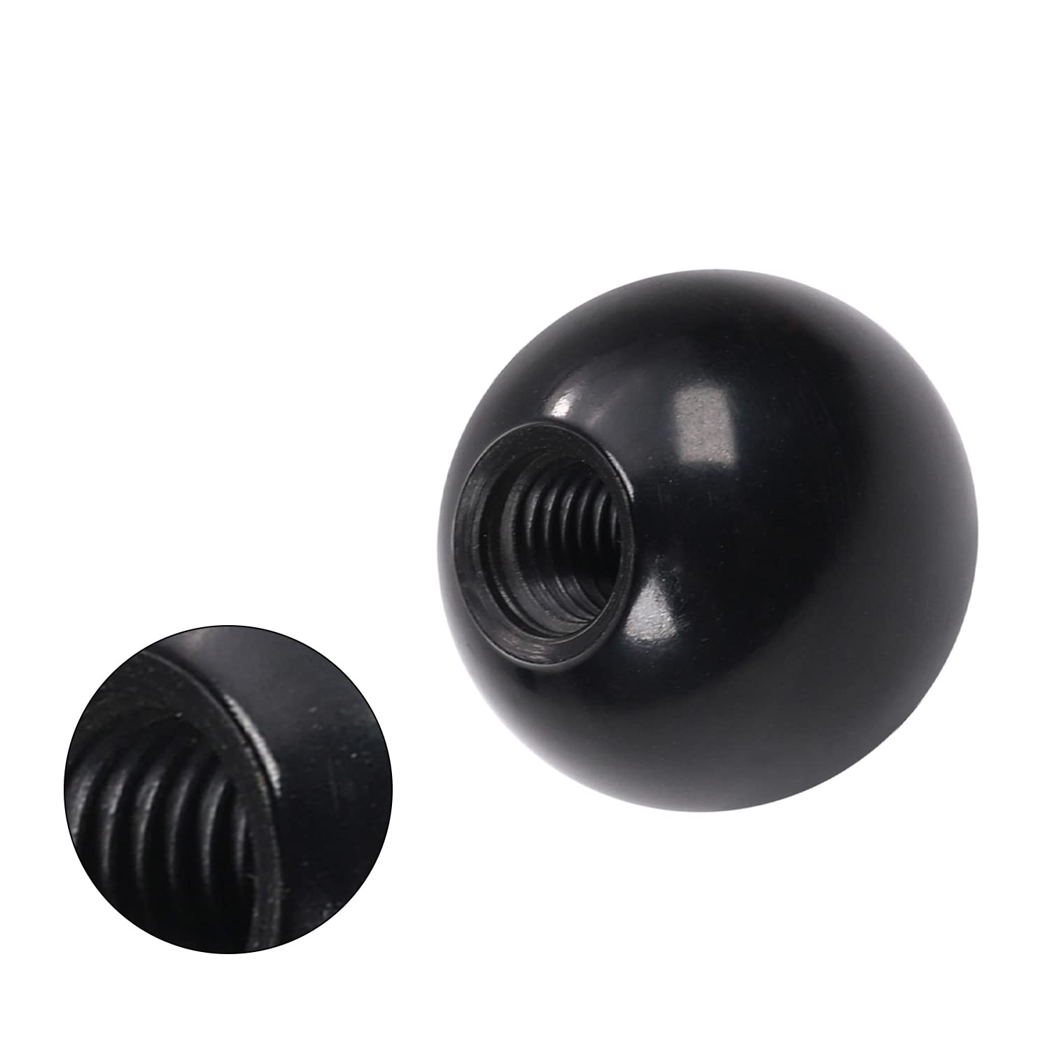 Bettomshin 2Pcs Black Bakelite Ball Knob - M10 Female Thread, 32mm Diameter Spherical Handle with Smooth Rim - No Twist Design for Lawn Mowers, Exercise Equipment & Industrial Machinery - Durable Thermoset Knob for Easy Grip and Control