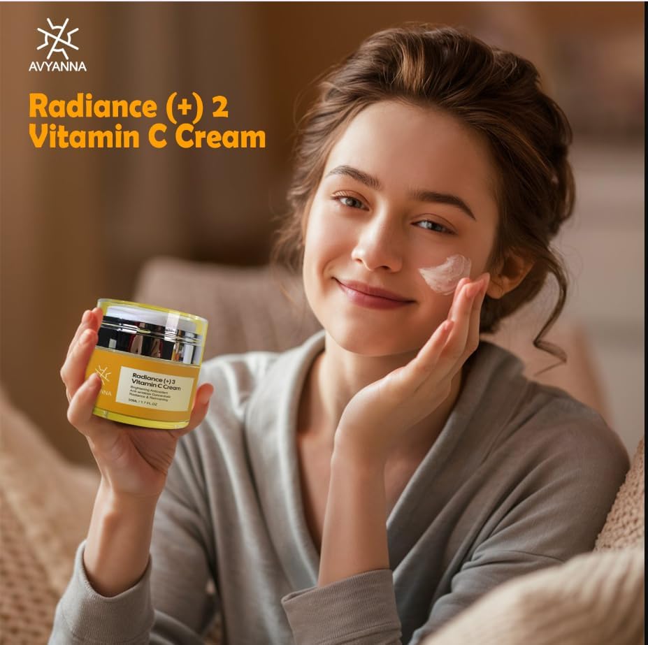 AVYANNA 10% Vitamin C Face Cream for Brightening & Anti-Aging - Collagen Boosting Serum with Ascorbic Acid to Fight Free Radicals & Reveal Youthful Skin - Perfect for Daily Skincare Routine & Dark Spot Treatment