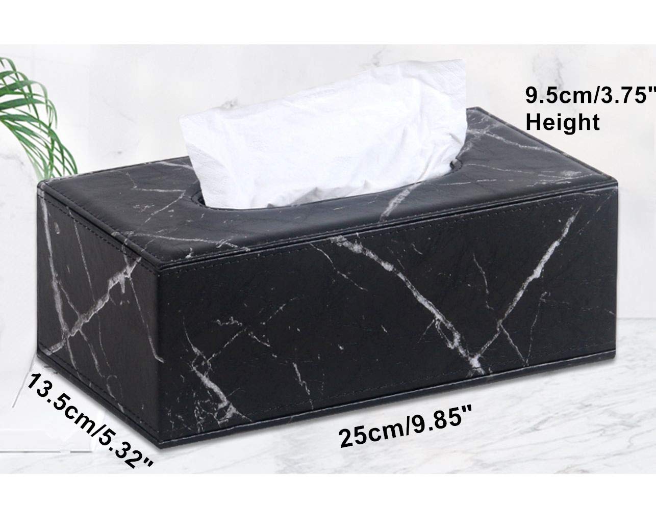 Premium PU Leather Tissue Box Cover - Rectangle Home Decor Tissue Holder (Blue & White Porcelain, Beige) | Stylish Bathroom, Living Room & Office Organizer