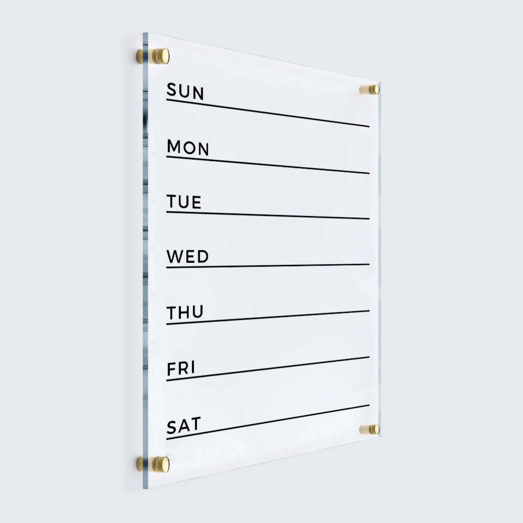 Custom Acrylic Weekly Wall Planner 2025 - Dry Erase Calendar & Undated Organizer for Home, Office, and School Planning