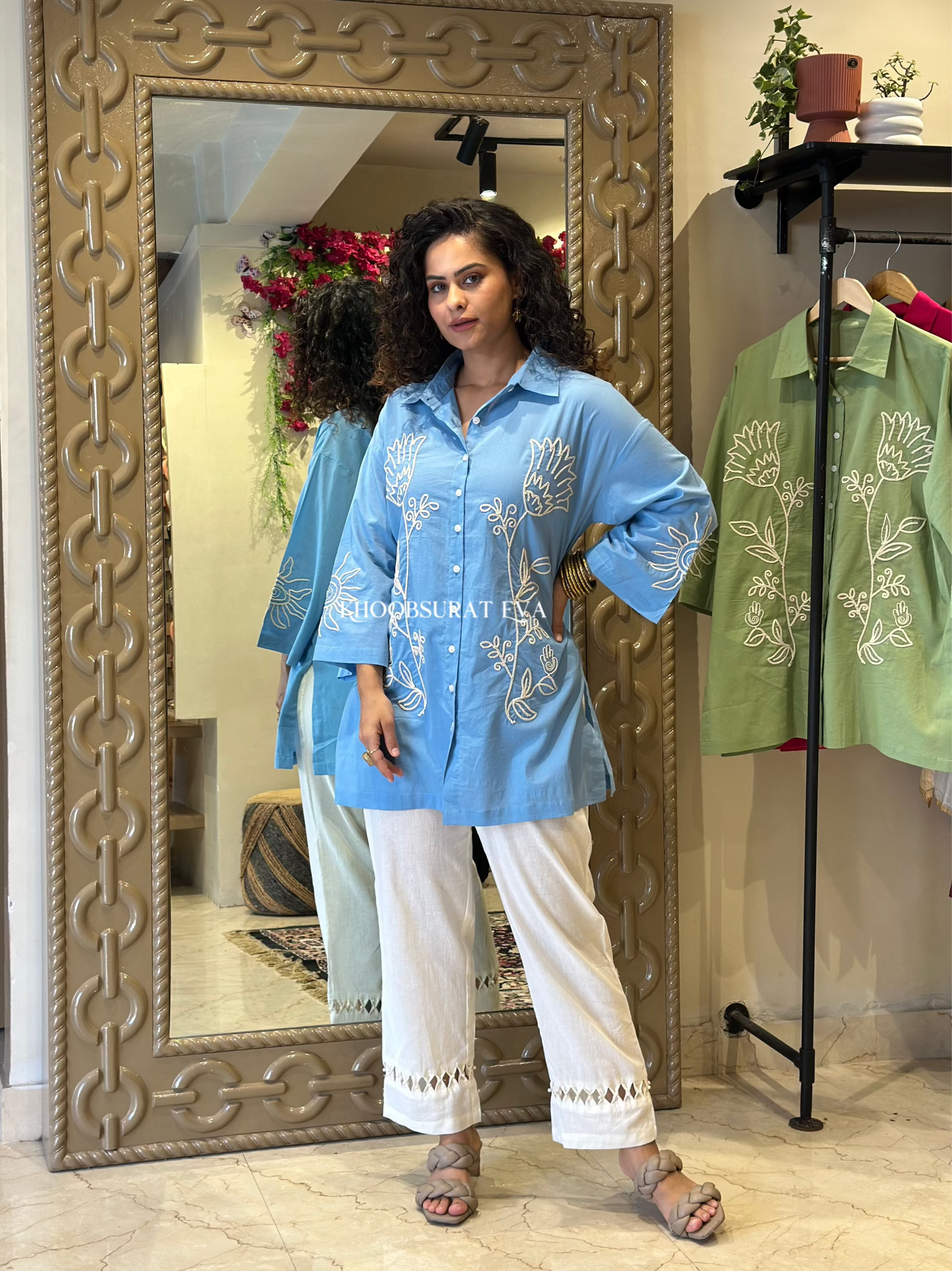 Stylish Oversized Shirt Set for Women - Trendy Loose Fit Casual Blouse & Pants Outfit | Perfect for Streetwear, Work Office & Weekend Outings