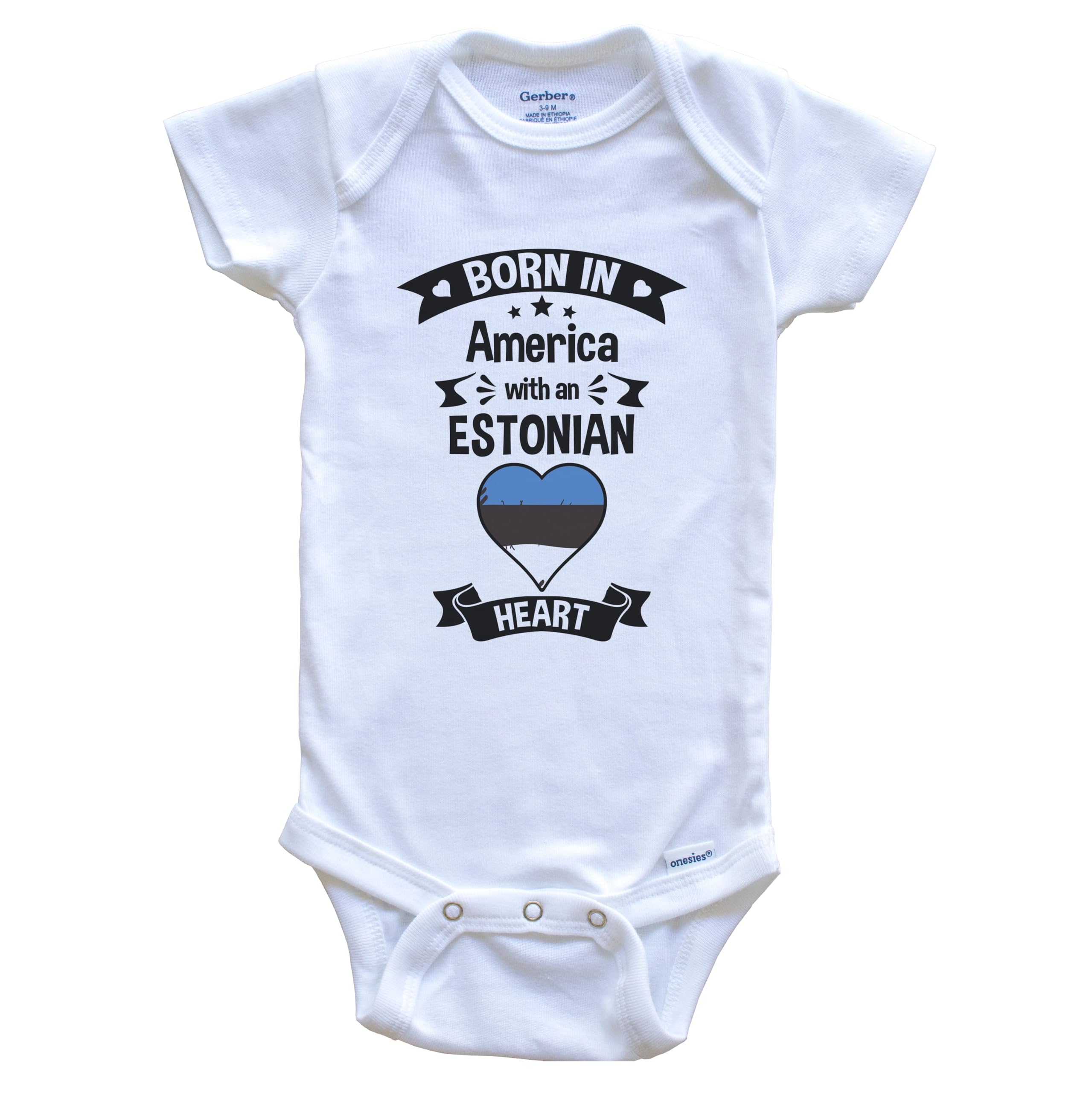 Born in America with an Estonian Heart One Piece Baby Bodysuit - Soft Cotton Infant Romper for Newborns & Toddlers - Perfect for Family Photos, Playtime & Everyday Wear