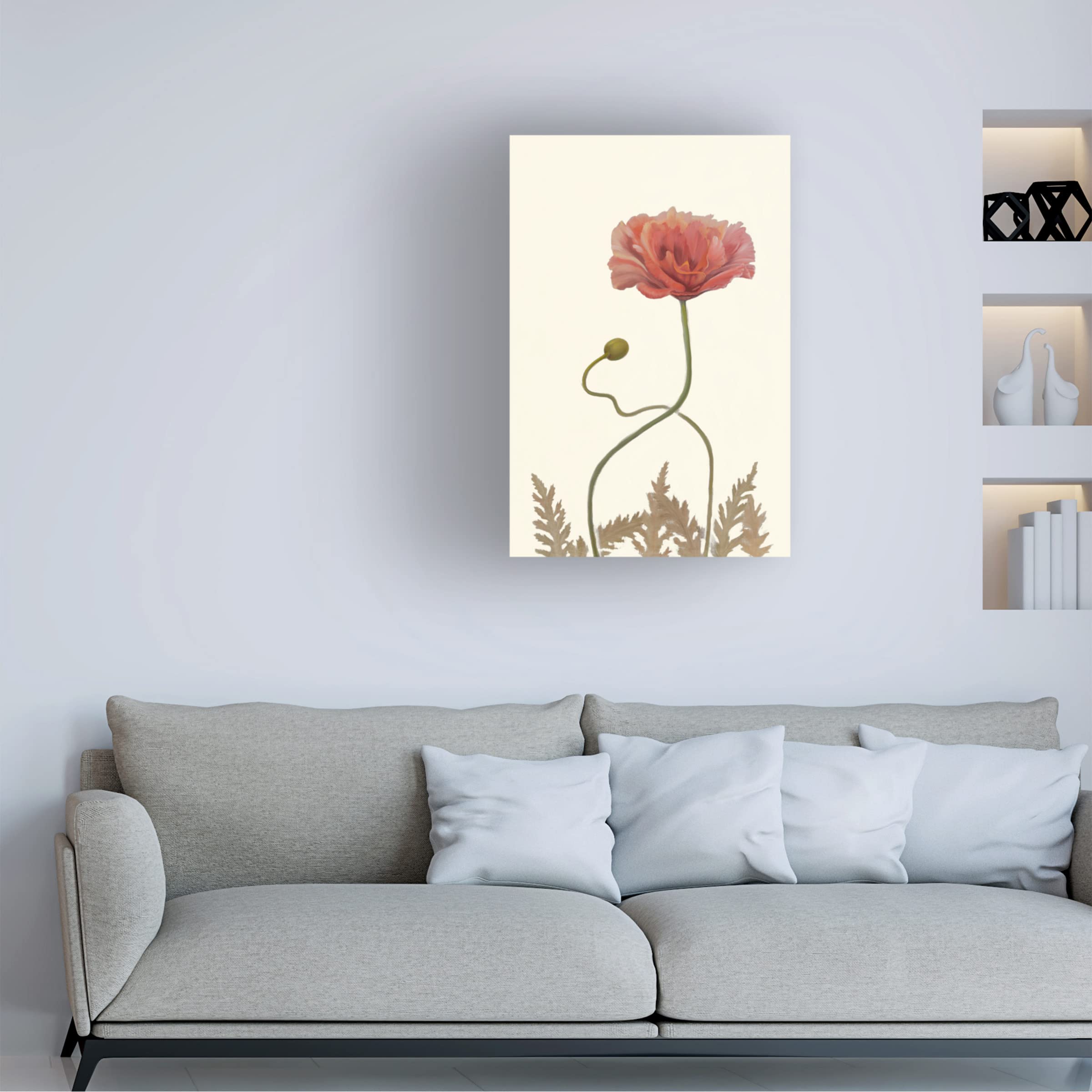 Sandra Iafrate 'Coral Poppy Display IV' Canvas Wall Art Print - Modern Floral Home Decor for Living Room, Bedroom & Office