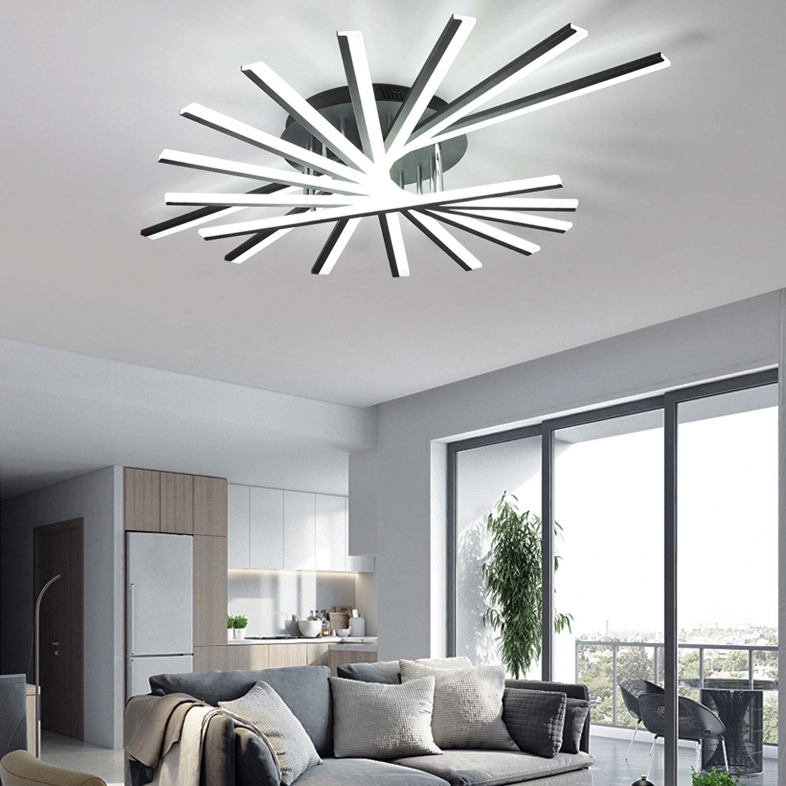 OUKANING 9-Light Dimmable LED Ceiling Fixture, Modern Acrylic Flush Mount Lighting for Living Room, Bedroom & Dining Room - Energy Efficient Home Decor Lighting Solution