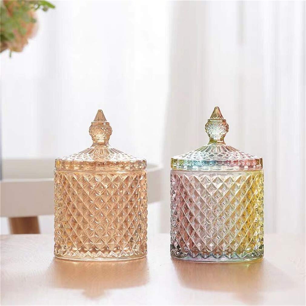 2 Pack Glass Candy Jars with Airtight Lids - Decorative Crystal Candy Bowls for Kitchen Countertop, Party Treats & Holiday Dessert Display