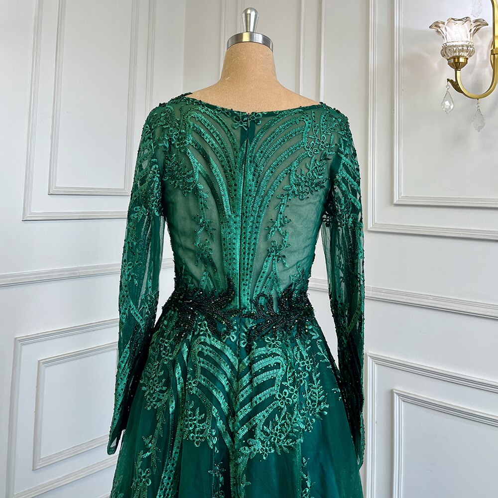 Serene Hill Green Muslim A-Line Sweetheart Evening Dress with Long Sleeves & Luxury Beading - Elegant Women's Party Gown LA71704 for Weddings, Prom & Special Occasions