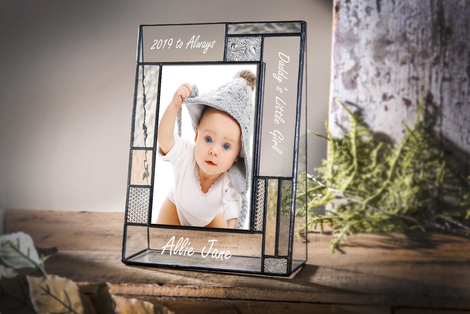 Personalized Dad Photo Frame - Engraved Stained Glass Gift for Father's Day | Perfect for Home & Office Decor