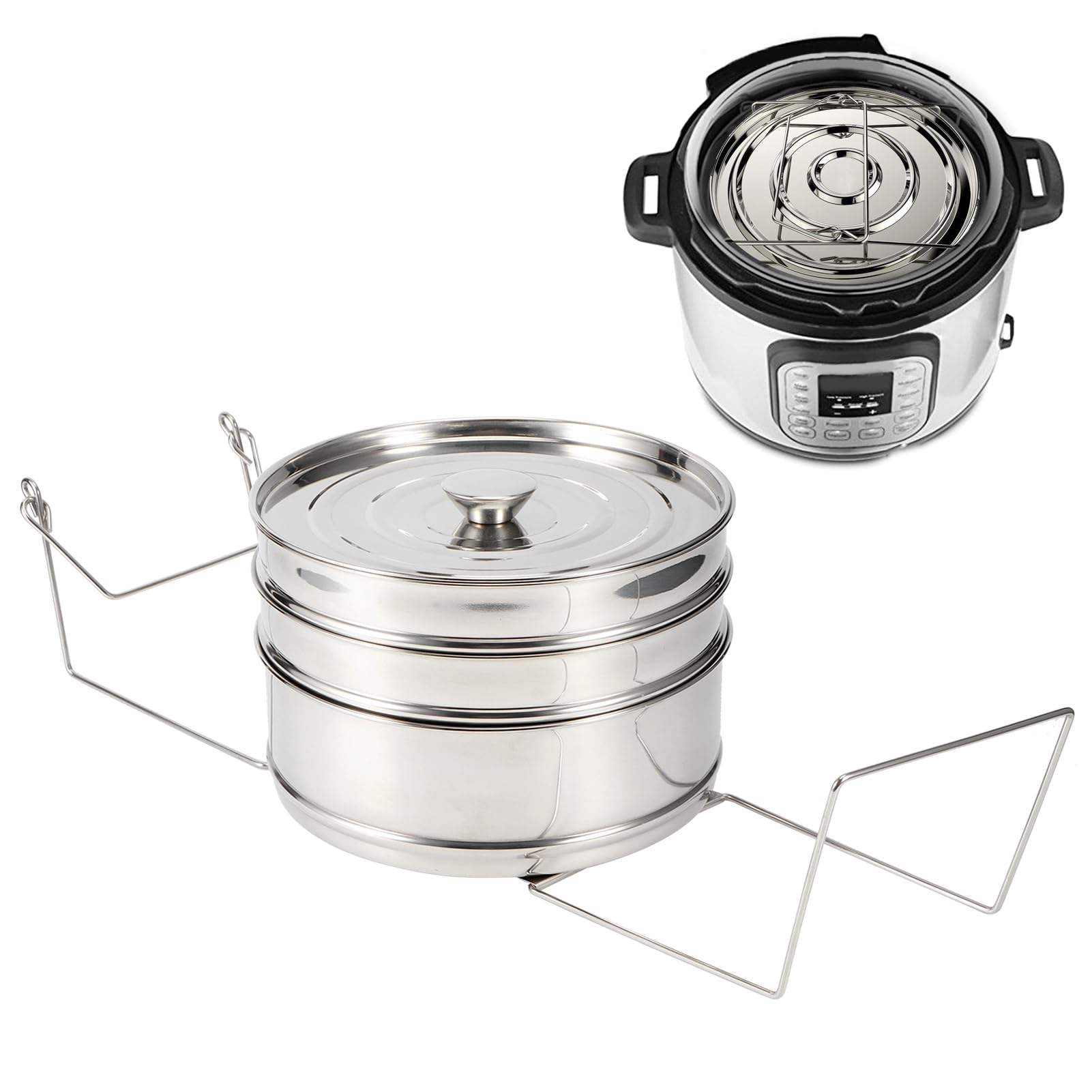 Multi-Function 3-Tier Stainless Steel Stackable Steamer Cooker Pot Set - Pressure Cooker Accessories for Soup, Dumplings & Vegetables | Perfect for Home Cooking & Meal Prep