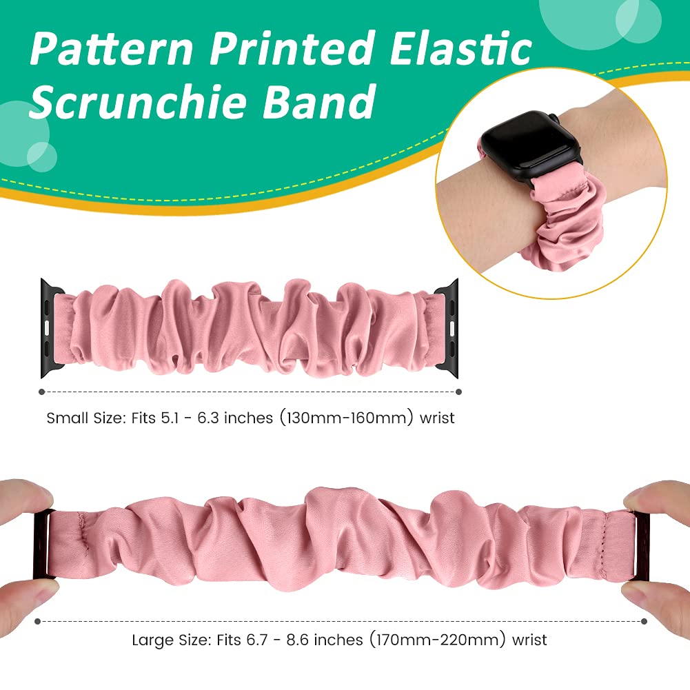 Tiptops 3 Pack Apple Watch Bands 38mm-49mm - Soft Fabric Scrunchies Wristbands for Women, Compatible with iWatch Ultra 2 Series 10/9/8/7/6/5/4/3/2/1/SE - Stylish Printed Elastic Straps for Workout, Running & Everyday Wear