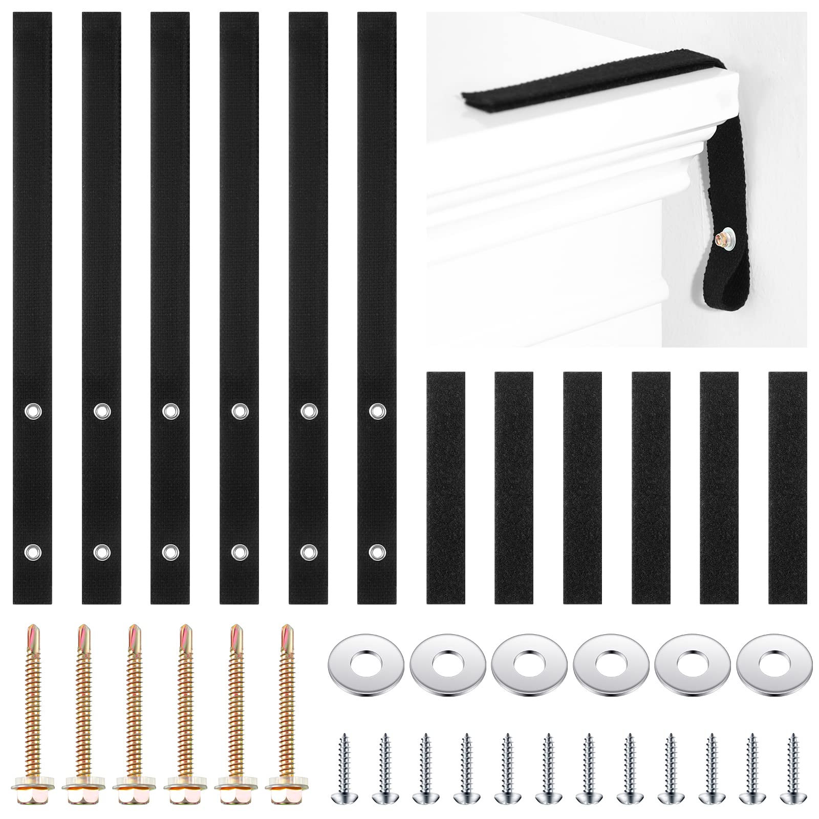 Oudain 6-Pack Heavy Duty Anti-Tip Furniture Straps - 500LB Nylon Wall Anchor Safety Straps for Dressers, Bookshelves, TV Stands & Cabinets - Child & Pet Proofing Solution for Home & Office (Black)