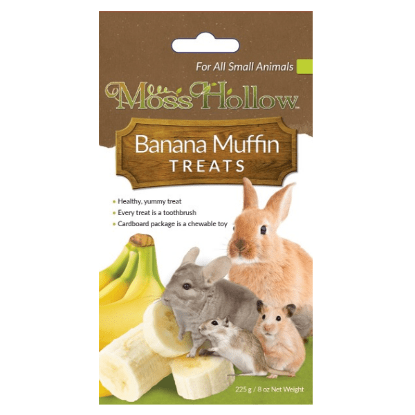 Moss Hollow Small Animal Treats - Banana Muffin Flavor | Healthy Snacks for Rabbits, Guinea Pigs & Hamsters | Perfect for Training Rewards & Bonding Time