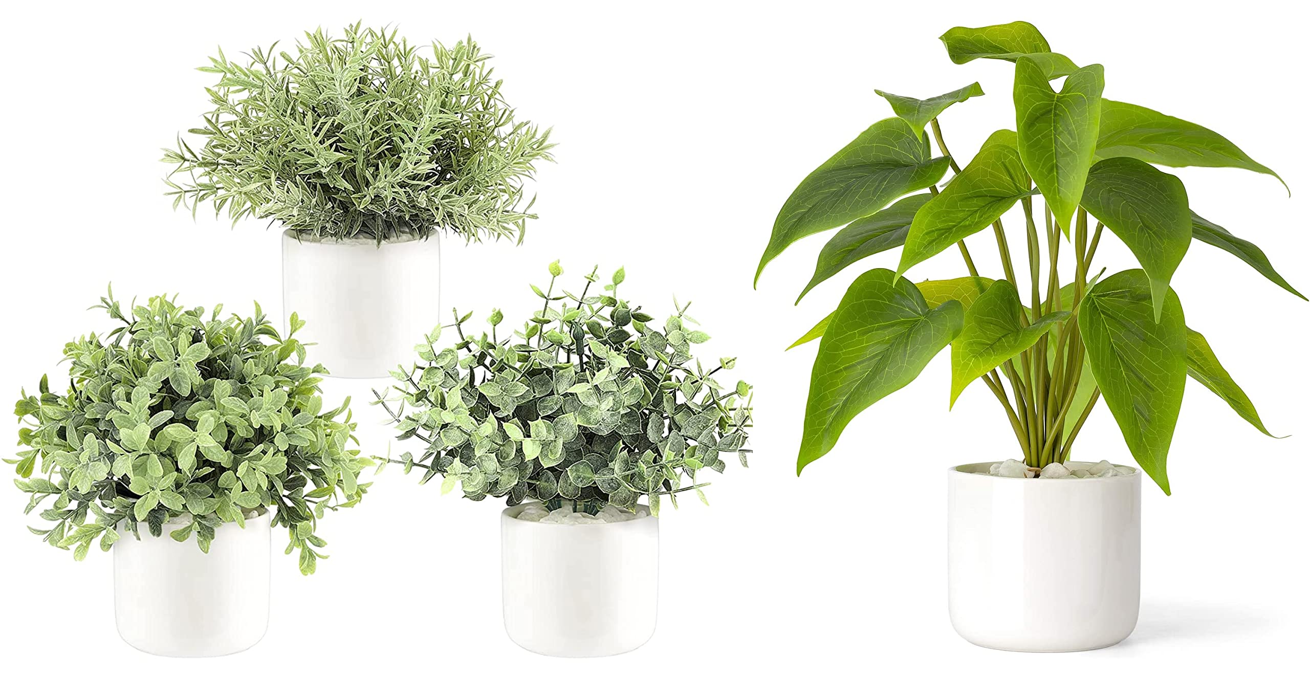 Artificial Potted Plants in Ceramic Pot - Realistic Fake Green Plants for Home & Office Decor - Perfect for Bookshelf, Bathroom, Desk, and Living Room Decoration