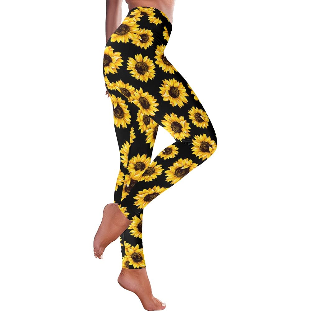 Artsadd Women's High Waisted Yoga Pants - Cow Print Leggings 7/8 Length Capris with Tummy Control, Compression Running Tights for Yoga, Workout & Casual Wear